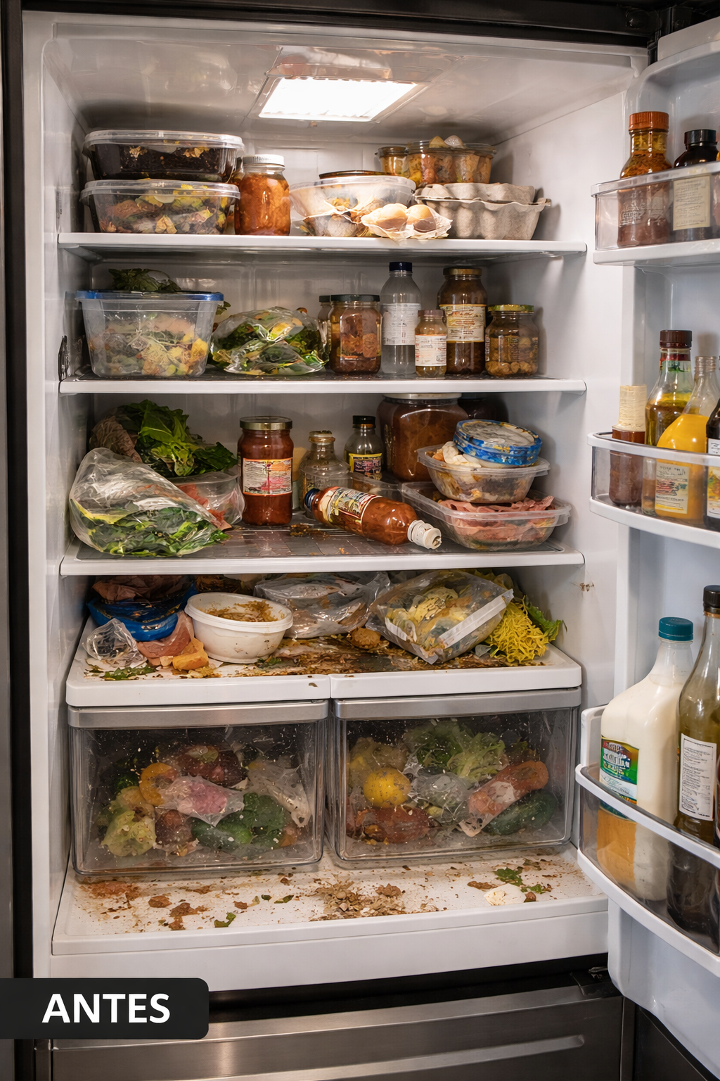 Refrigerator before deep cleaning