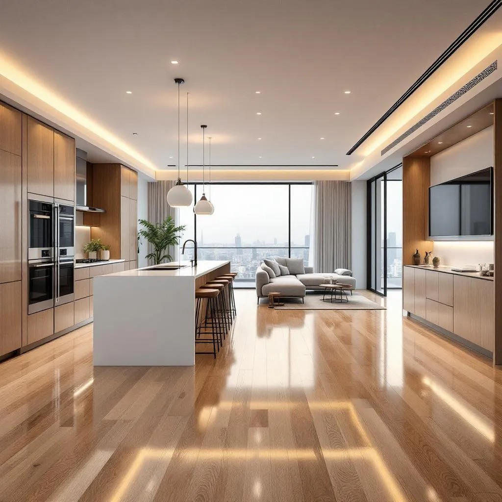 Spotless residential interior after cleaning service